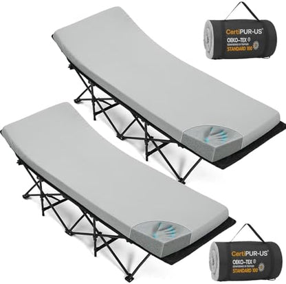 CYMULA Camping Cot Pad 2 Inch Memory Foam, Pad Only,Camping Pad for Folding Cot and Foldable Cot, Portable Roll Up Camp Gear for Car Camping Travel Tent, Non-Slip Waterproof Bottom, Removable Cover