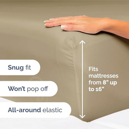 King Size 4 Piece Sheet Set - Ultra Soft & Cooling Sheets - Light Caramel