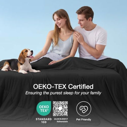 MUXHOMO Cooling Comforter King Size, Cooling Blanket for Hot Sleepers and Night Sweats, Lightweight Summer Comforter with Breathable Bamboo-Derived Rayon Fill, 104x90 Inches, Black & Gray