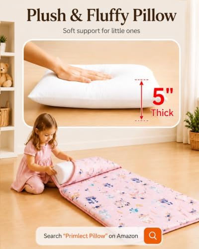 Primlect Toddler Nap Mat with Pillow, Thickened Extra Large Sleeping Bag