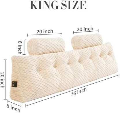 EUHAMS Headboard Pillow King with Neck Roll, Triangular Backrest Pillow