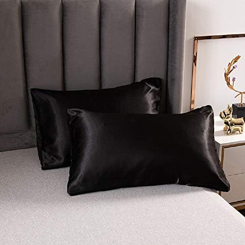 Black Silk Comforter Cover Set Queen Size Silk Like Satin Duvet Cover Set Solid Color Decor Soft Microfiber Women Bedding Sets with Zipper Ties Soft Luxury Duvet Cover Set for Adult Women Men Girls