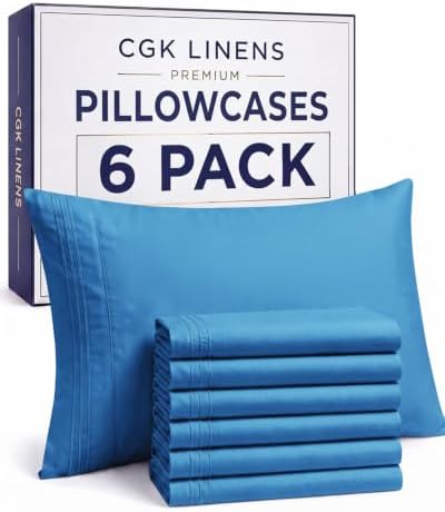 King Standard Pillow Cases Set of 6 - Soft Pillowcase Covers - Royal Blue