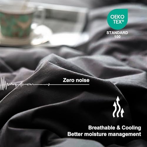 MEELUS Lightweight Comforter Cooling Black, All Season Duvet Insert