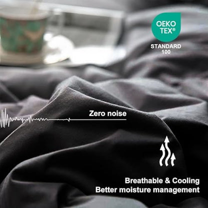MEELUS Lightweight Comforter Cooling Black, All Season Duvet Insert