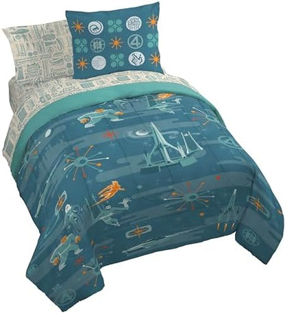 Marvel Fantastic Four Queen Comforter Set 7 Piece Superhero Bedding, Blue