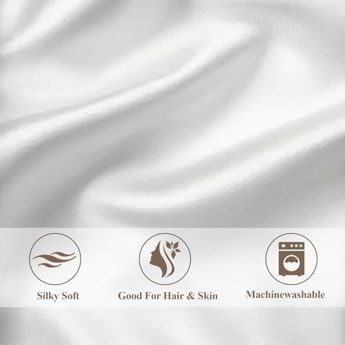 Vielit King Satin Pillowcase for Hair 4 Pack, Similar to Silk Pillow Cases, Easier Care Than Silk Pillowcase, Gifts for Women Men - Ivory, 20x36 & Envelope Closure and 2 Satin Scrunchies