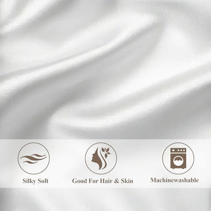 Vielit King Satin Pillowcase for Hair 4 Pack, Similar to Silk Pillow Cases, Easier Care Than Silk Pillowcase, Gifts for Women Men - Ivory, 20x36 & Envelope Closure and 2 Satin Scrunchies