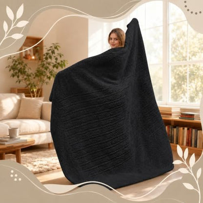 Eydna Electric Heated Blanket Full Size 72"×84" with 9 Heating Levels & 1-10Hs Auto Off，Double Sided Plush Sherpa, Energy Efficient, Machine Washable, for Couch & Bed, Gifts for Family- Black