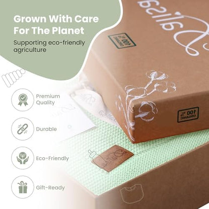 Dalisa Alina GOTS Organic Cotton Throw Blanket, Sage, 50x60 in