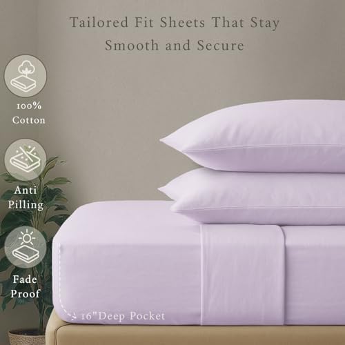 Threadmill 500 Thread Count Cotton Full Sheet Set, Sateen, Solid, Lilac