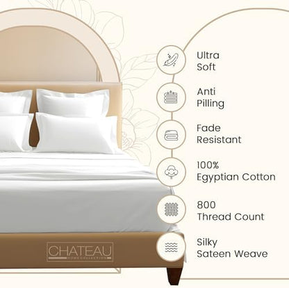 Egyptian Cotton Sheets King Size, Sateen Weave Bed Sheet Set - Light Blue