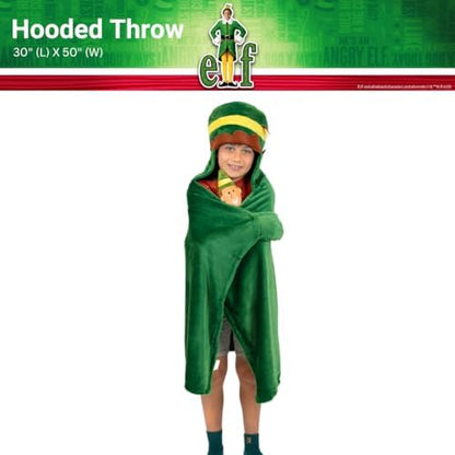 Elf The Movie Buddy Holiday Christmas Kids Bedding Soft Cozy Hooded Throw Blanket, 30 in x 50 in, (Officially Licensed Product) by Franco