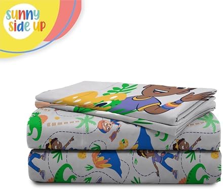 Sunny Side Up Kids Sheet Set Includes Sheets and Pillow Cover - 100% Microfiber Bedding and Room Decor, Gray - Blippi, 4 Piece Full