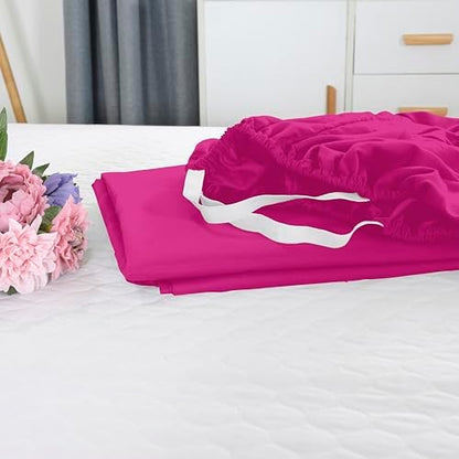 Elegant Comfort 1500 Premium Hotel Quality 18-21 Inches Deep - Extra Deep Pocket Single Fitted Sheet for High Mattress, Luxury and Softest, Smart Pocket - Wrinkle Free, Full, Pink