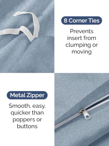 Duvet Cover Cal King - 3 Piece with Zipper Closure - Heathered Blue