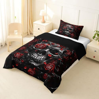 Feelyou Gothic Skull Comforter Set Toddler Size Bedding Set