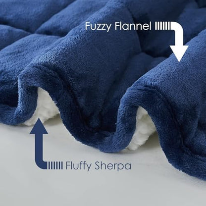 yescool Weighted Blanket for Adults (15 lbs, 48" x 72", Sapphire Blue) Heavy Blanket for Sleeping Perfect for 140-160 lbs, Twin Size Breathable Blanket with Premium Glass Bead
