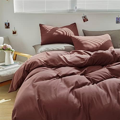 Wellboo Brick Red Comforters California King Solid Dark Rust Red Bedding Sets Cal King Women Purplish Red Quilts Soft Modern Plain Blackish Red Warm Comforters Pure Dark Red Blankets Brown Red Bedding