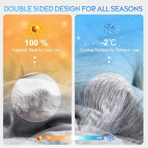 CHOSHOME Cooling Comforter Cooling Blanket, Q-Max 0.45 Cool Sleeping Summer Blanket for Hot Sleeper Night Sweats, Super King 96" x 120", Grey