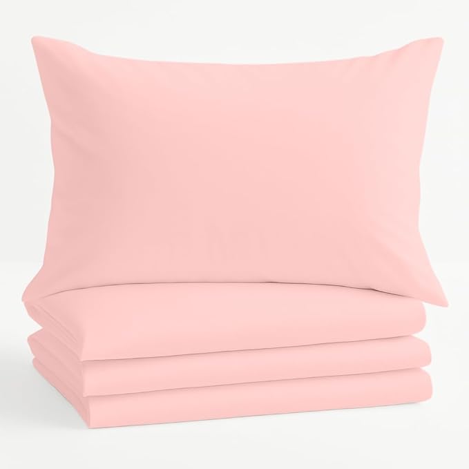 Comfort Beddings Standard Pillowcases Set of 4 – 100% Organic Cotton, 600 Thread Count Sateen, Soft & Comfy Pillow Covers with Envelope Closure, Blush, Standard Size 20 x 26 Inches
