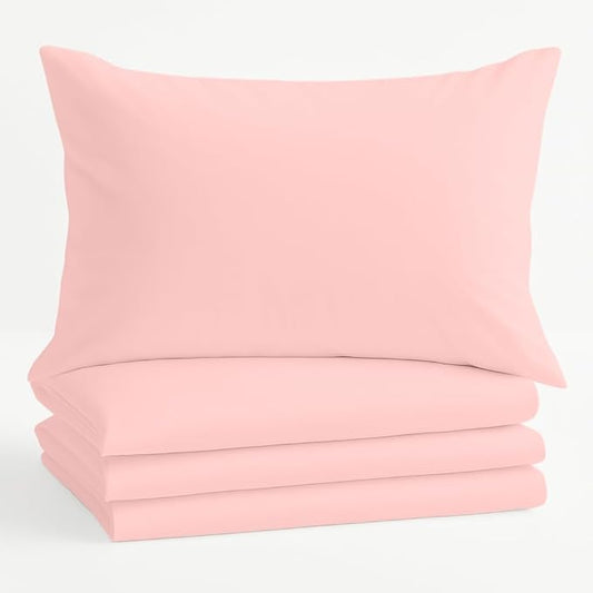 Comfort Beddings Standard Pillowcases Set of 4 – 100% Organic Cotton, 600 Thread Count Sateen, Soft & Comfy Pillow Covers with Envelope Closure, Blush, Standard Size 20 x 26 Inches