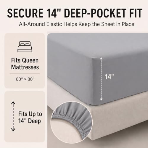 CozyLux Queen Comforter Set Grey - 7 Pieces Bed in a Bag