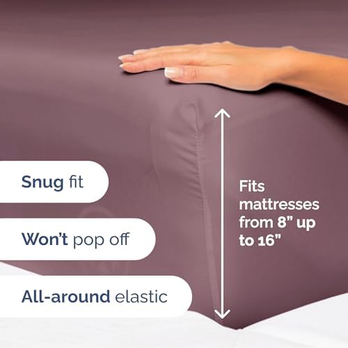 Queen Size 4 Piece Sheet Set - Ultra Soft & Cooling Bed Sheets - Cool Plum