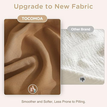 TOCOMOA 100% Muslin Cotton Duvet Cover Set, Burnt Orange, Queen