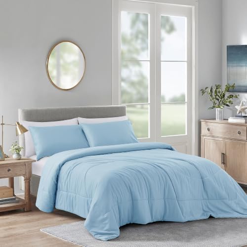 Zaizaihome Bamboo Viscose Comforter Set Queen Size 3 Pieces - Sky Blue