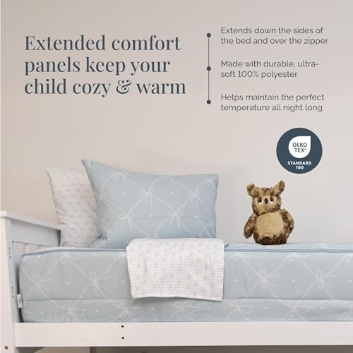 Beddy's Blue Ribbon & Bow All-in-One Kids/Teens Zipper Bedding Set - Twin