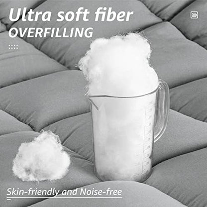 HYLEORY All Season Twin Size Bed Comforter - Cooling Down Alternative Quilted Duvet Insert with Corner Tabs - Winter Warm - Machine Washable - Light Grey