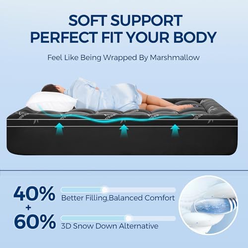 SakuraHome Full Size Mattress Topper,Extra Thick Pillow Top Mattress Pad