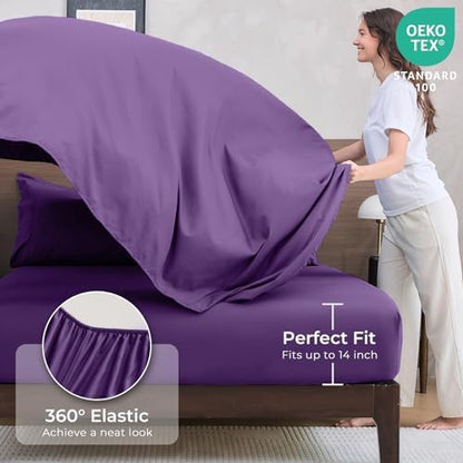 HEVUMYI 7-Piece King Comforter Set, Purple Bed in a Bag