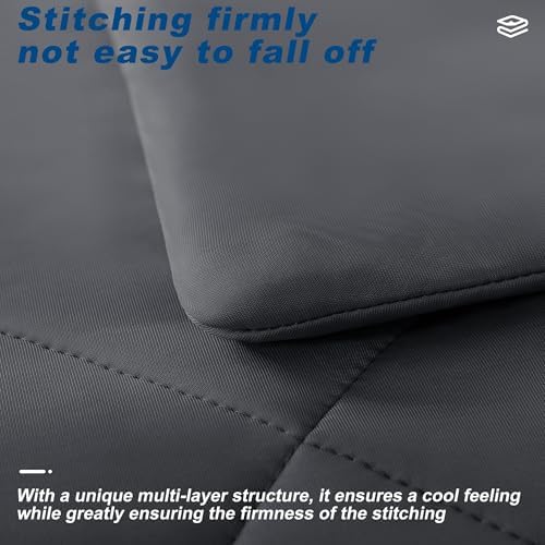 Cooling Comforter Twin Size, Double-Sided Cold Tech Fabric Quilted Bed Comforters Cooling Blanket for Hot Sleepers, Breathable Lightweight Summer Bedding, All-Season Ice Blanket, Dark Gray