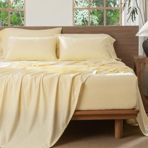 MooMee Sheet Set 100% Washed Cotton Linen-Like Extra Deep Pocket King