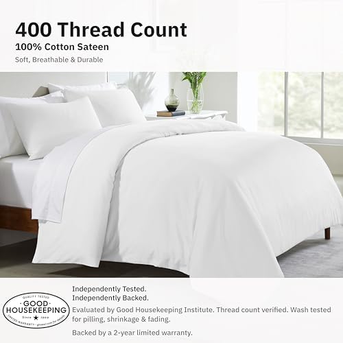 California Design Den Luxury Duvet Cover Set Queen, Antique White