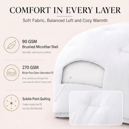 CozyLux Twin Comforter Set, 2 Pieces Down Alternative Bedding, White