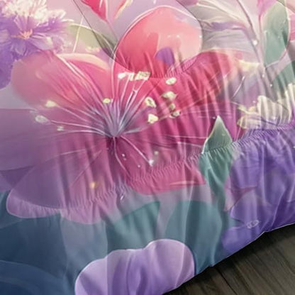 Kids Pink Cats Bedding Set Twin Size with 2 Pillowcases.