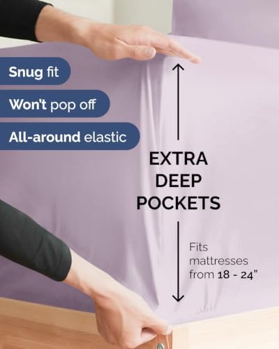 Extra Deep Flex Top Split Head King Sheet Set - 6pc Sheets - Light Lavender