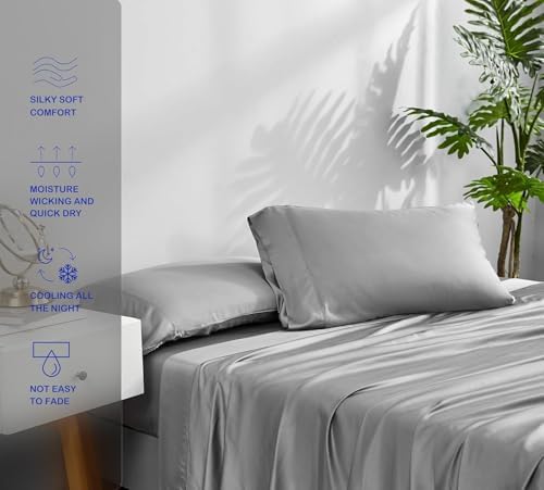 ACCURATEX Cooling Sheets for Hot Sleepers, Split King Size, Grey
