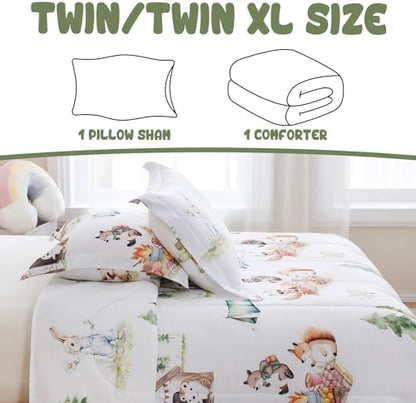 Yibeizi Camper Animal Print Comforter Set Twin Woodland Bedding