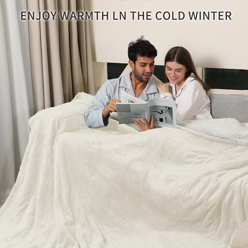Electric Blanket King Size, Dual Control, White, 100" x 90"
