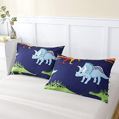 RYNGHIPY Queen Dinosaur Comforter Set 3 Pcs Dark Blue Boys Bedding Set