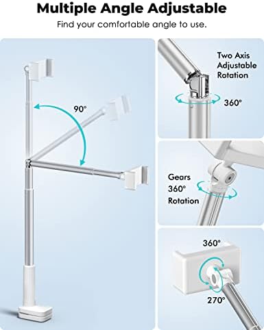 Viozon Phone Holder, Flexible Long Arm,Overhead Mount,360° Angle Adjustable,Aluminum Alloy, C Clamp for Headboard Bedside&Table&Desk,Compatible with 3.5"-6.9" Phone,iPhone 16 15 Plus/Pro Max W