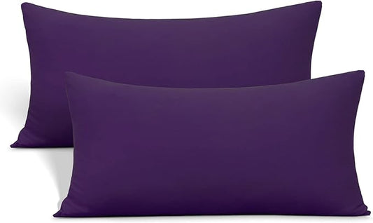 Jersey Knit Small Pillowcases - Mini Pillow Cases for Travel or Toddler Pillows Sized 12x16, 13x18 or 14x20, Ultra Soft Envelope, Microfiber, Set of 2, Purple