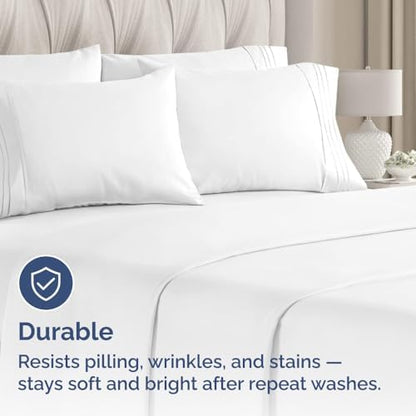 Queen Pillow Cases Set of 6 - Ultra Soft Cozy Pillowcase Covers - White
