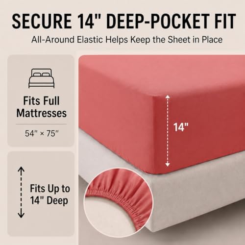 CozyLux Full Size Comforter Sets Coral - 7 Pieces Bed in a Bag