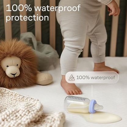100% Waterproof Crib Mattress Protector - 360 Pad Protection Against Spills, Stains & Accidents for Parents & Pet Owners - Noiseless & Cooling Viscose Made from Bamboo (52x28, White)