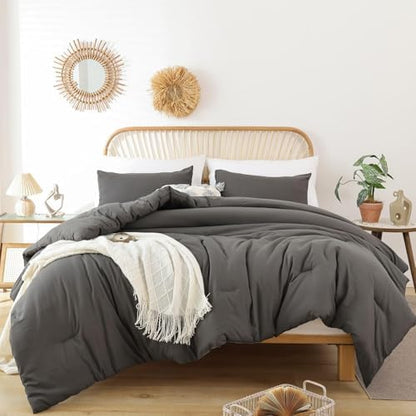 ROSGONIA Alaskan King Comforter, Charcoal Gray, 136x120 Soft Bedding Quilt